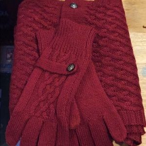 💫  Eagle Burgundy Infinity Winter Scarf/Gloves 🧣🧤